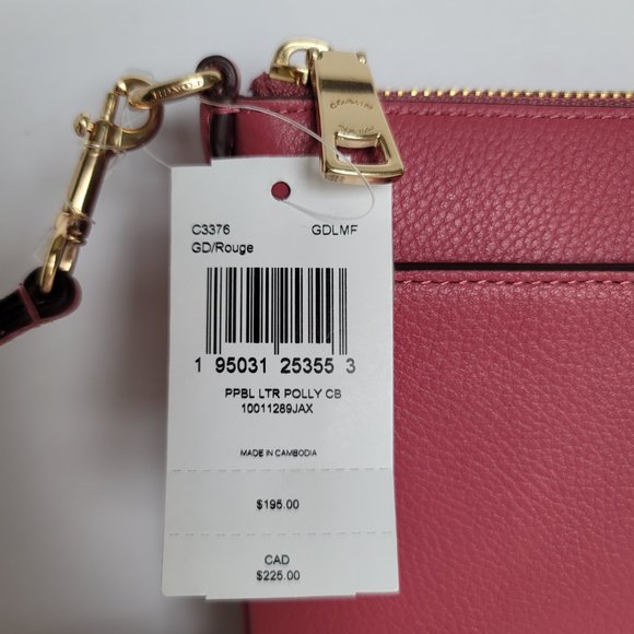 COACH Polly Pebbled Leather Crossbody Bag- Rouge color - Picture 16 of 16